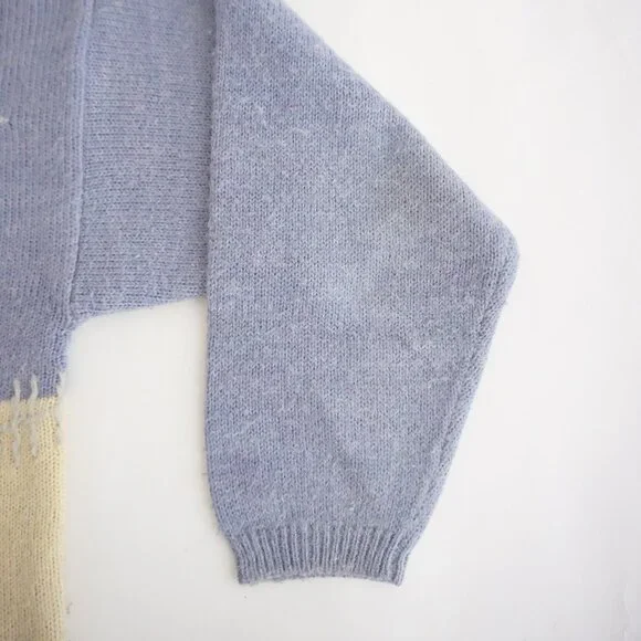 Vintage White Stag Blue Ivory Seagull Bird Scenic Crewneck Knit Sweater M - Picture 4 of 10